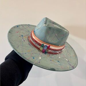 Hand-Painted Suede Fedora | Adjustable Fit | One of a Kind Western Boho Hat